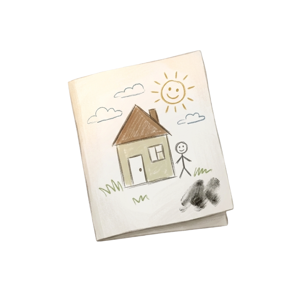 A folded child's drawing
